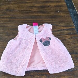 3T Minnie Pink Fleece Vest with Satin Lining